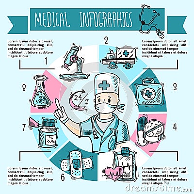 Medical Infographics Sketch Vector Illustration