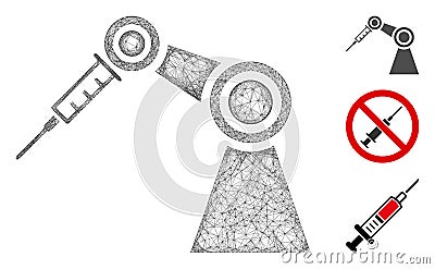 Medical Inject Robot Polygonal Web Vector Mesh Illustration Vector Illustration