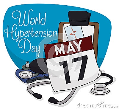 Medical Instruments to Commemorate World Hypertension Day Vector Illustration