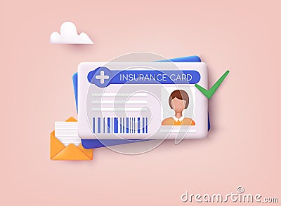 Medical insurance card icon. 3D Web Vector Illustrations Vector Illustration