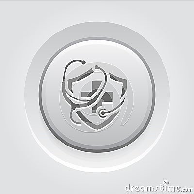 Medical Insurance Icon. Grey Button Design Stock Photo