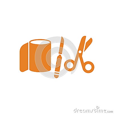 Medical knife, scissors, Bandage icon design Vector Illustration