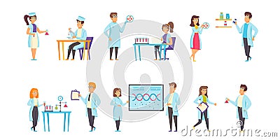 Medical laboratories flat vector illustrations set Vector Illustration