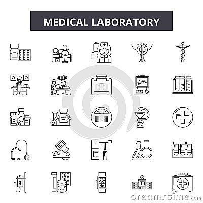 Medical laboratory line icons, signs, vector set, outline illustration concept Vector Illustration