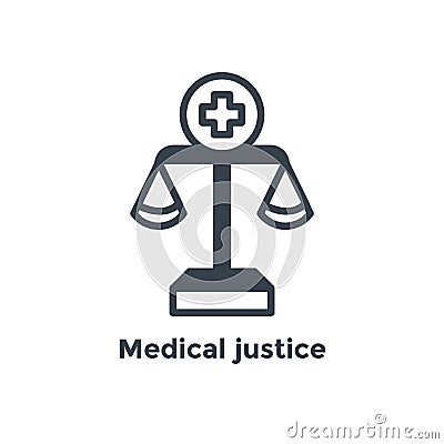 Medical Lawsuit icon with legal imagery showing medical malpractice - outline Vector Illustration