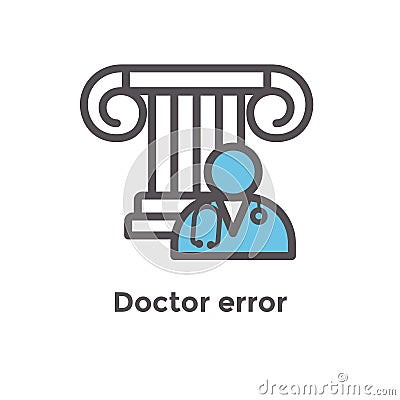 Medical Lawsuit icon with legal imagery showing medical malpractice - outline Vector Illustration