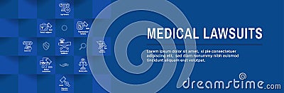 Medical Lawsuits Icon Set and Web Header Banner Vector Illustration
