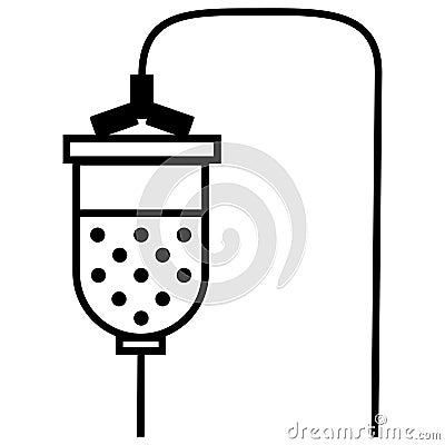 Medical linear icon dropper with medicine. Black vector outline. Vector Illustration