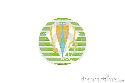medical logo elegant style, doctor societies, green color template element vector graphic Vector Illustration