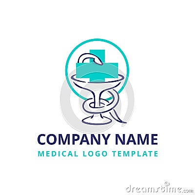 Medical logo - snake and bowl of hygieia Vector Illustration