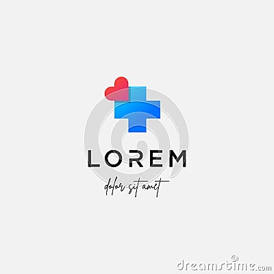 medical love logo design vector isolated icon Vector Illustration