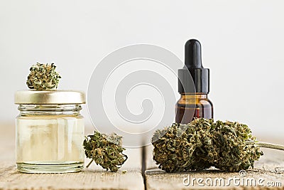 Medical marijuana buds cannabis cbd oil Stock Photo