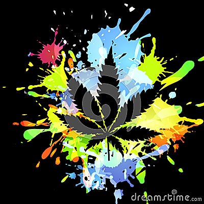 Medical marijuana ink blots Vector Illustration