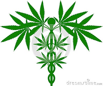 Medical Marijuana Plant Caduceus Vector Illustration