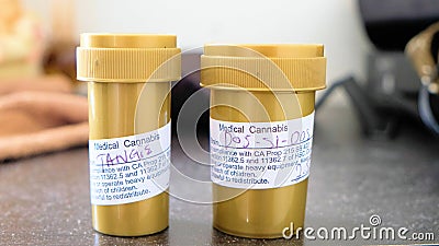 Medical Marijuana prescription vials. Stock Photo