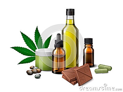 Medical Marijuana Set Vector Illustration