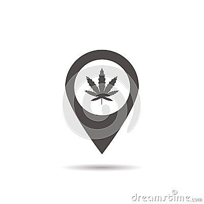 Medical marijuana store location icon Vector Illustration