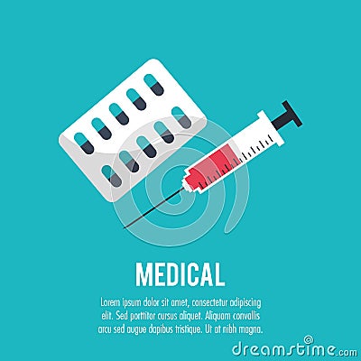 Medical medication syringe health care Vector Illustration
