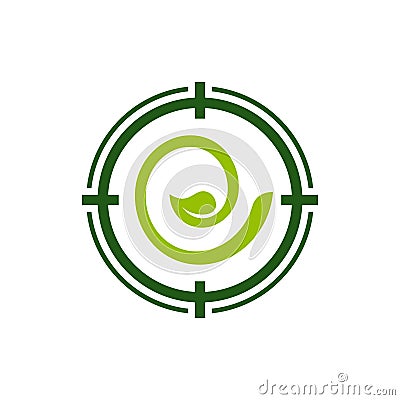 Medical Medicine Search Aiming Target Green Leaf Symbol Vector Illustration
