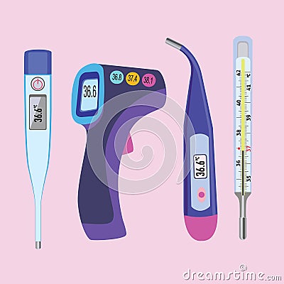 Medical mercury and electronic thermometer Vector Illustration