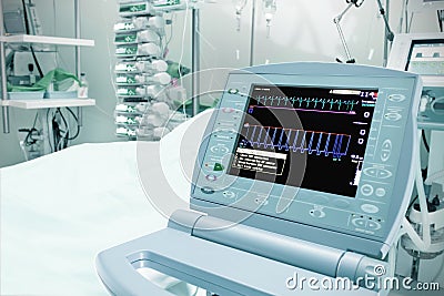 Medical monitor in the intensive care unit Stock Photo