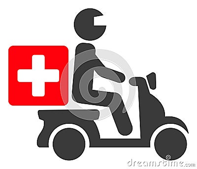 Medical Motorbike Flat Icon Illustration Vector Illustration