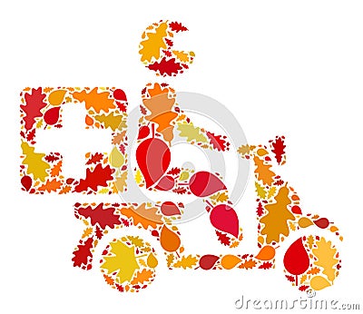 Medical Motorbike Autumn Composition Icon with Fall Leaves Stock Photo