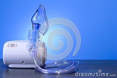 Medical nebulizer for the treatment of bronchitis. Camera agains Stock Photo