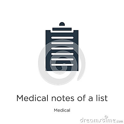 Medical notes of a list paper on a clipboard icon vector. Trendy flat medical notes of a list paper on a clipboard icon from Vector Illustration