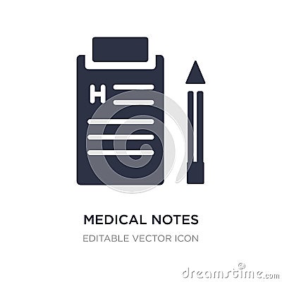 medical notes of a list paper on a clipboard icon on white background. Simple element illustration from Medical concept Vector Illustration