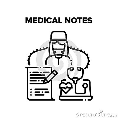 Medical Notes Vector Concept Black Illustration Vector Illustration