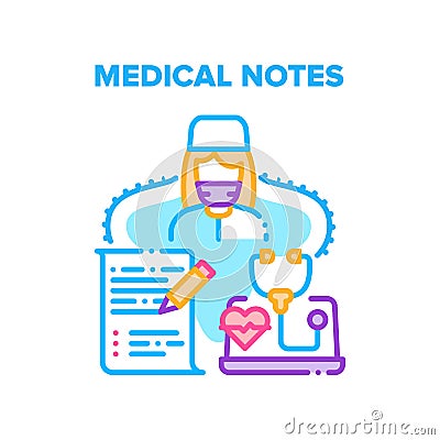 Medical Notes Vector Concept Color Illustration Vector Illustration