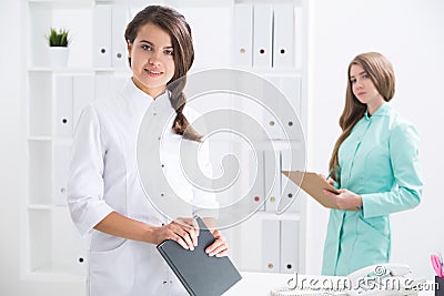 Medical office staff at work Stock Photo
