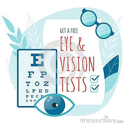 Medical Ophthalmologist Eyesight Check-Up concept. Eye and vision tests. Vector Illustration