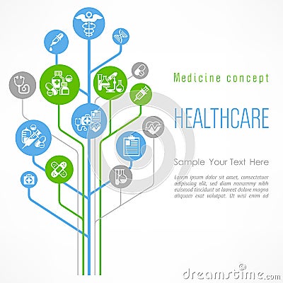 Medical outline concept poster Vector Illustration