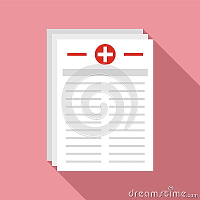Medical pharmacist papers icon, flat style Vector Illustration