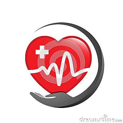 Medical pharmacy Heart Healthcare logo vector graphic design Vector Illustration