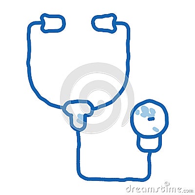 medical phonendoscope doodle icon hand drawn illustration Vector Illustration