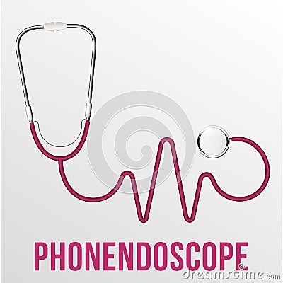 Medical Phonendoscope Isolated Vector. Medical Diagnosis. Red Heart Vector Illustration