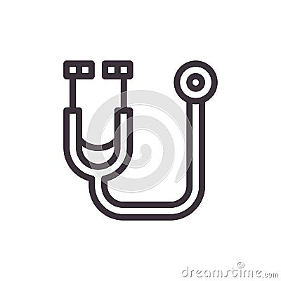 Medical phonendoscope. Vector black icon. Vector Illustration