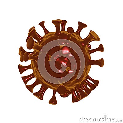 Medical picture of red covid-19 cell body isolated on white background with clipping path Cartoon Illustration