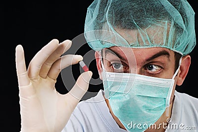 Medical pill and doctor Stock Photo