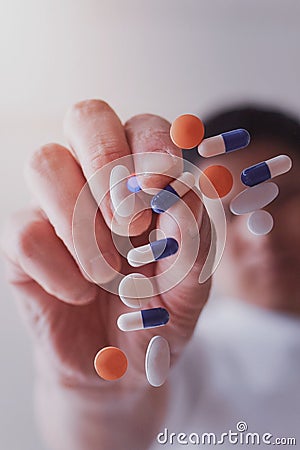 Medical pills and capsules Stock Photo