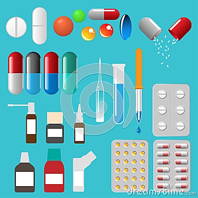 Medical pills capsules and other Stock Photo