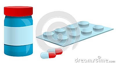 Medical pills concept banner, cartoon style Vector Illustration