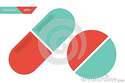 Medical pills. Pill and capsule icons Vector Illustration