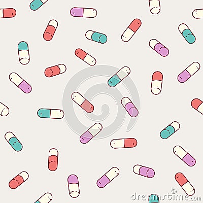 Medical pills seamless pattern. Vector Illustration