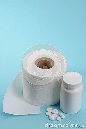 Medical pills and toilet paper Stock Photo