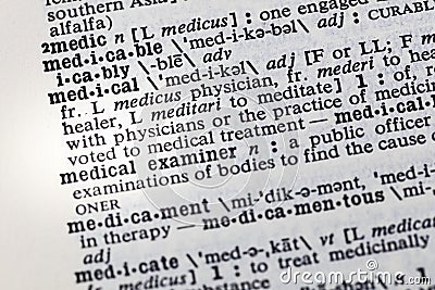 Medical practice treatment medicine dictionary Stock Photo