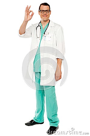 Medical practitioner showing excellent gesture Stock Photo